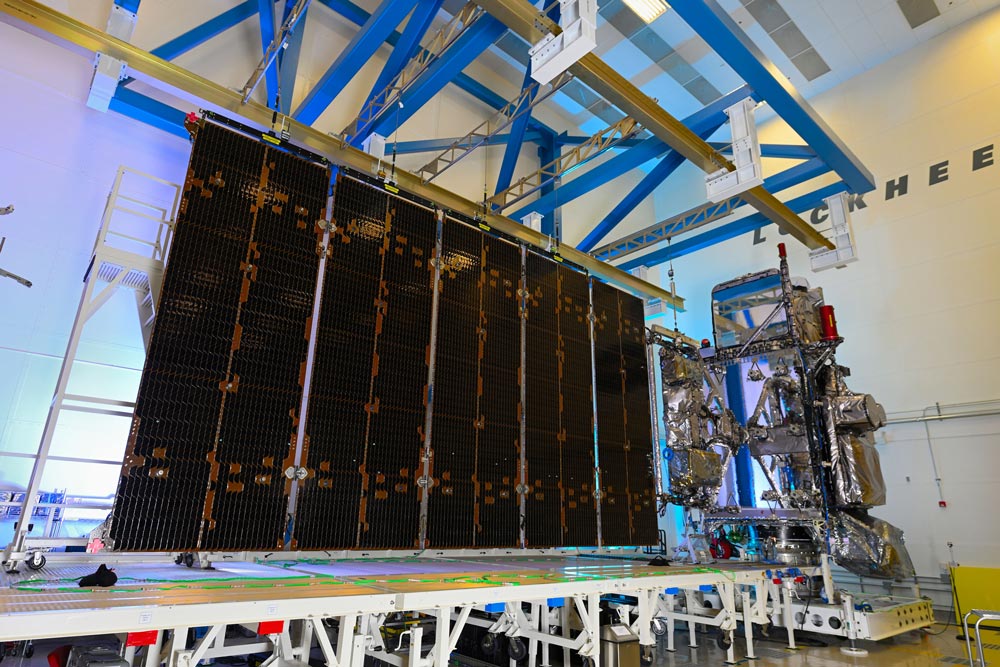 The GOES-T satellite with solar array fully deployed. Credit: Lockheed Martin