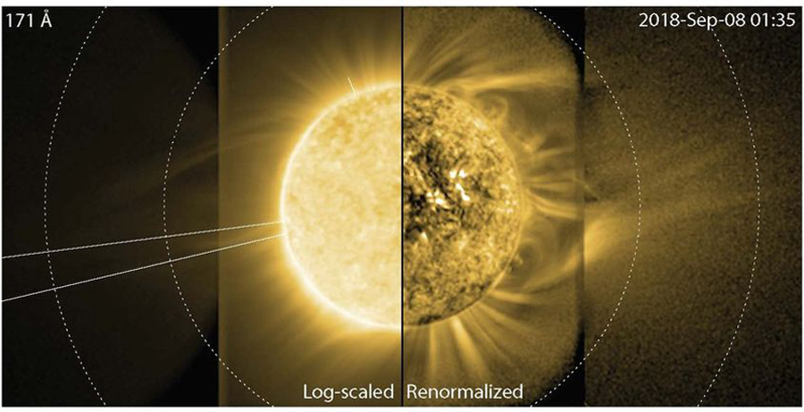 Caption: The SUVI experimental enhanced coronal imaging study provided the first-ever imagery of the sun’s elusive middle corona in extreme ultraviolet (EUV) light. These observations revealed the structure, temperature, and nature of EUV emissions from this region. Credit: Dan Seaton, CIRES/NCEI