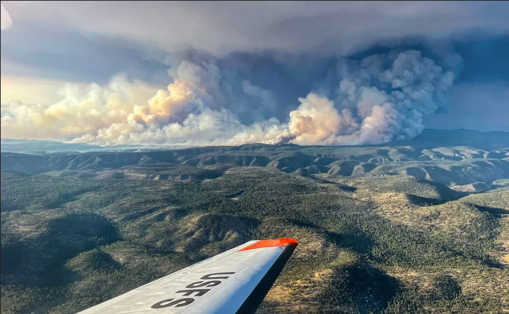 A view of New Mexico’s Black Fire from an air attack on May 16, 2022. Photo credit: InciWeb