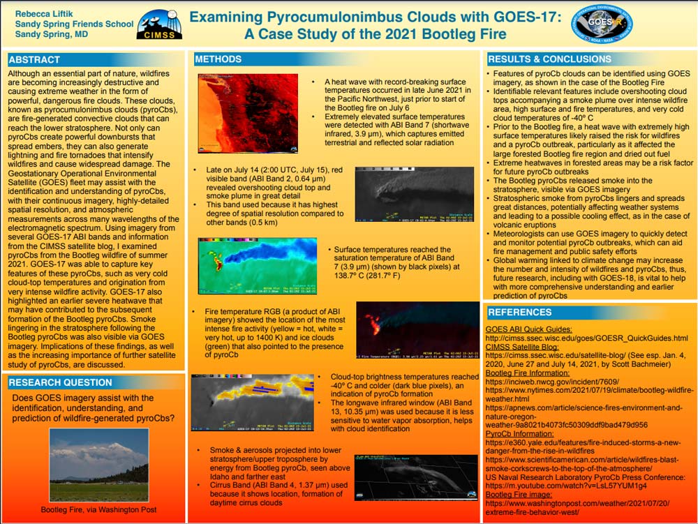 Winning high school submission: Examining Pyrocumulonimbus Clouds with GOES-17: A Case Study of the 2021 Bootleg Fire