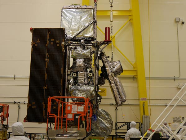 The GOES-S satellite in a clean room