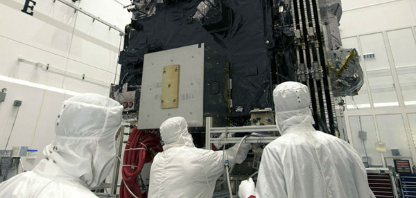 Engineers prepare GOES-S for launch