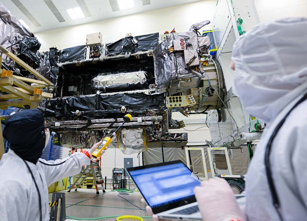 GOES-T undergoes electromagnetic testing. Credit: Lockheed Martin