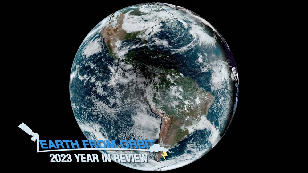 an image of the Earth with the text 2023 Satellite Imagery: A Year in Review 